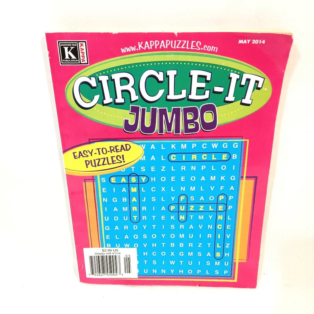 2 Booklets by Kappapuzzles Circle It Jumbo Easy To Read Puzzles May & June 2014